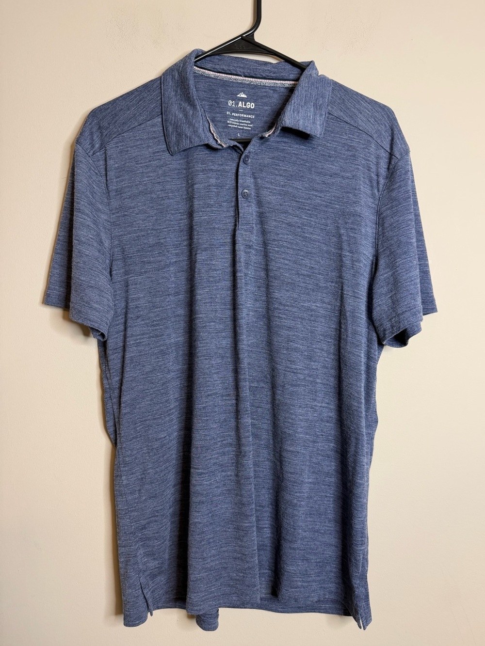 01.Algo Performance Merino Short Sleeve Polo Blue Men's Large
